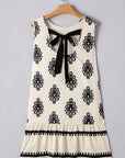 Geometric Sleeveless Hollow Bow-Back Mini Dress
