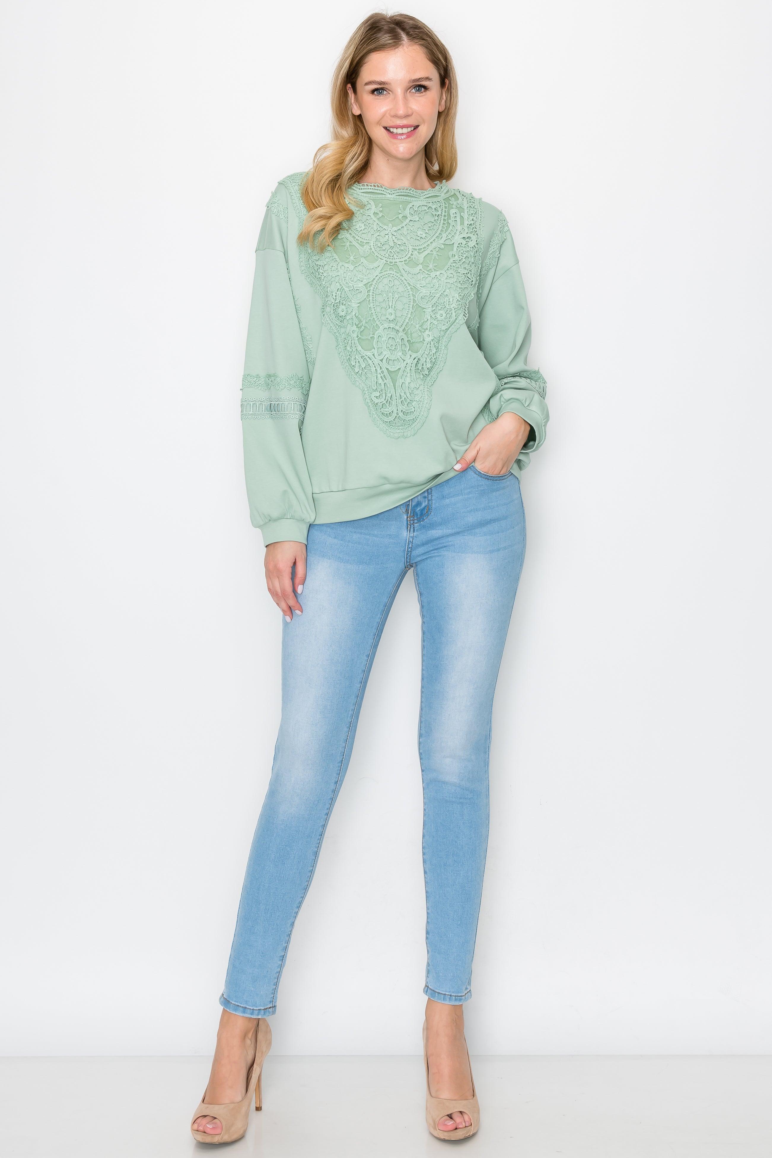 Rabiah Stretch Pointe Knit with Lace