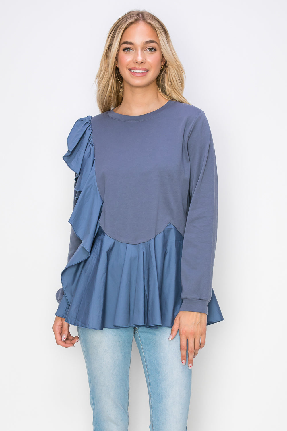 Reya Pointe Knit Ruffled Top