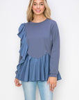 Reya Pointe Knit Ruffled Top