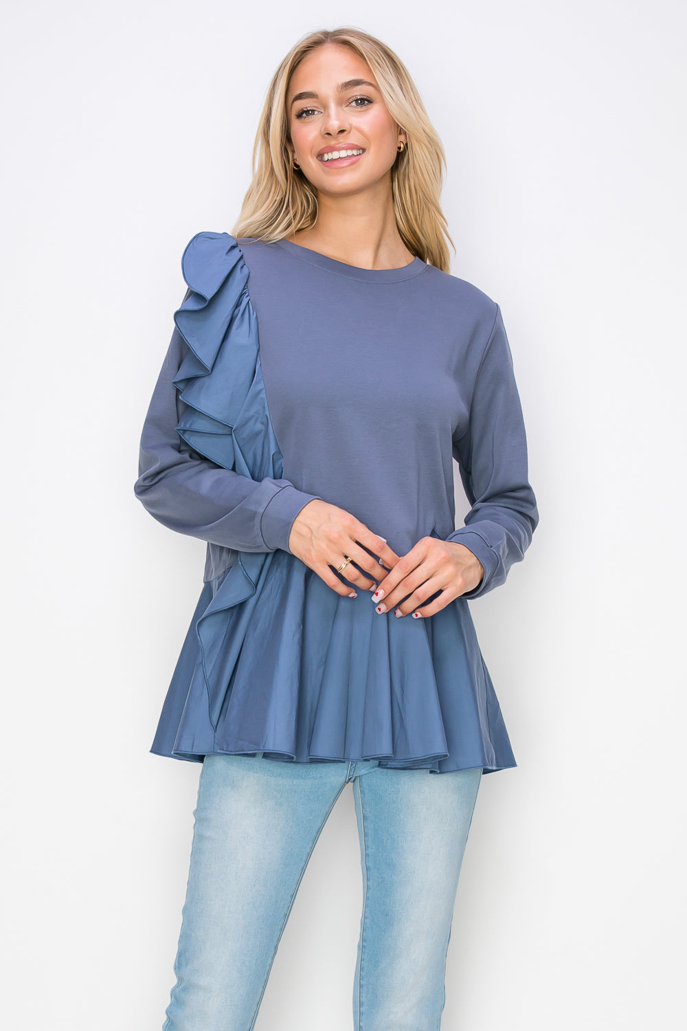 Reya Pointe Knit Ruffled Top