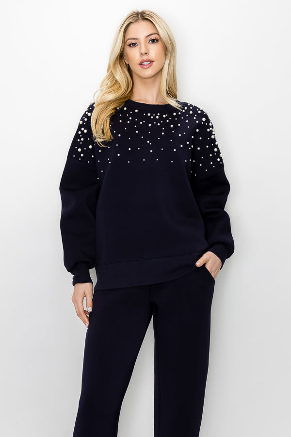 Frenna French Scuba Pearl Top