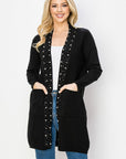 Serra Knitted Sweater Cardigan with Pearls & Sparkles