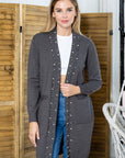 Serra Knitted Sweater Cardigan with Pearls & Sparkles