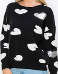 Senja Knitted Sweater with Sequin Hearts