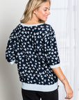 Syeda Stretch Knitted Sweater with Scattered Hearts