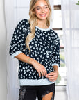 Syeda Stretch Knitted Sweater with Scattered Hearts