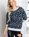 Syeda Stretch Knitted Sweater with Scattered Hearts