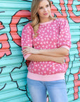 Syeda Stretch Knitted Sweater with Scattered Hearts