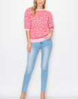 Syeda Stretch Knitted Sweater with Scattered Hearts