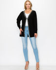 Syani Knitted Sweater Cardigan with Pearls