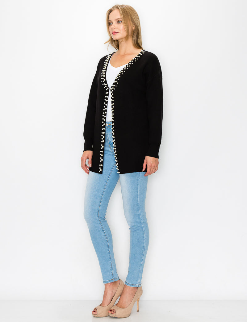 Syani Knitted Sweater Cardigan with Pearls