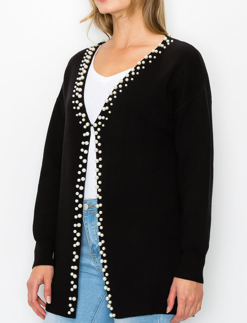 Syani Knitted Sweater Cardigan with Pearls