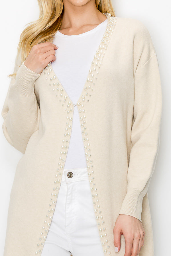 Syani Knitted Sweater Cardigan with Pearls