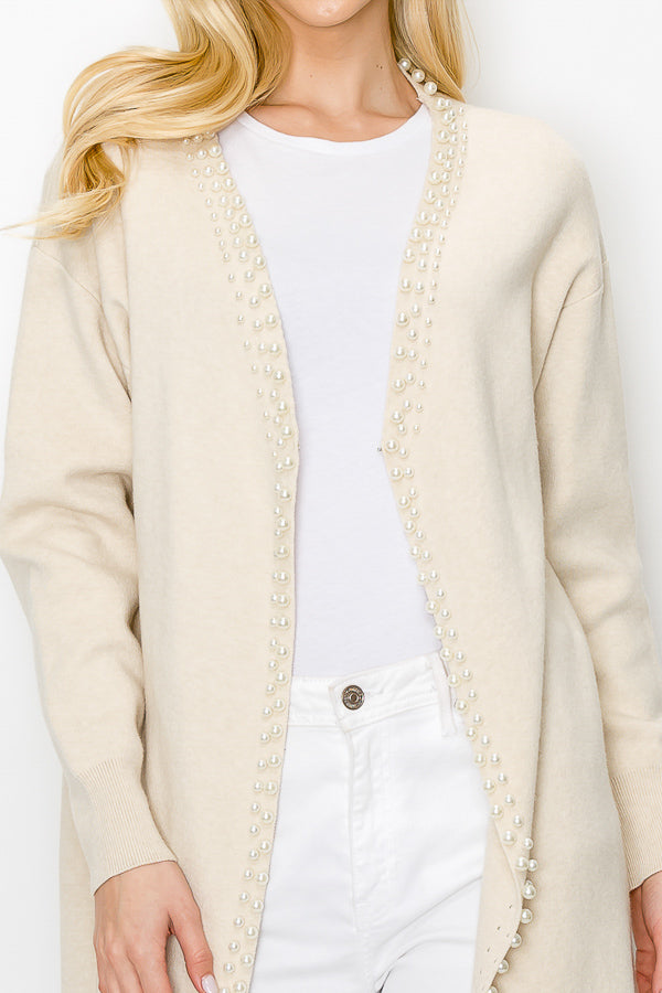 Syani Knitted Sweater Cardigan with Pearls