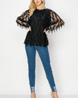 Whitney Woven Feathered Top