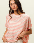 BiBi Braid Striped Short Sleeve Round Neck T-Shirt