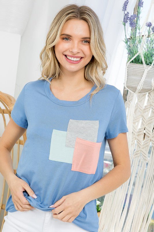 e Luna Color Block 3 Pocket Top