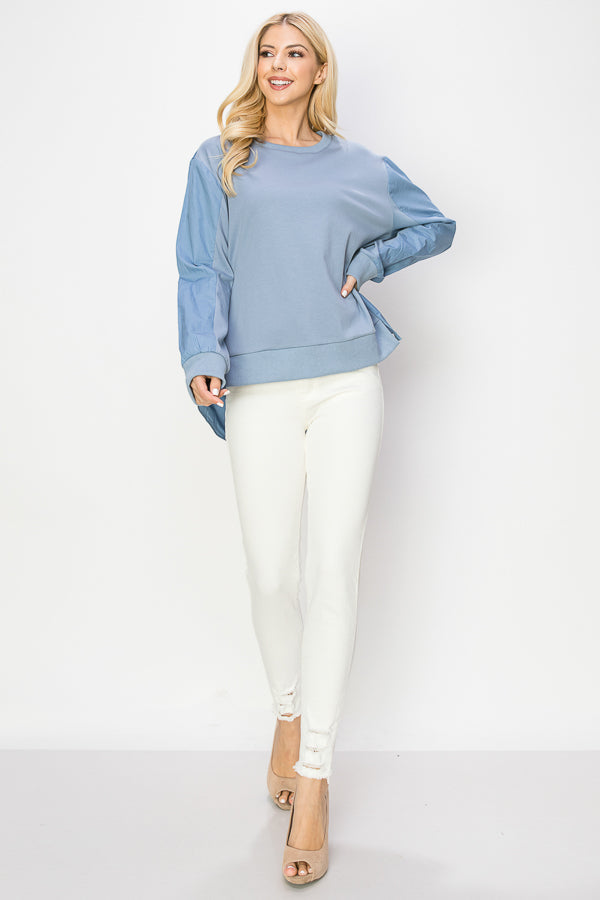 Rheta Top with Pointe Knit &amp; Cotton Poplin