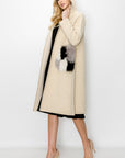 Stella Knitted Sweater Coat with Faux Fur Pockets