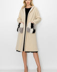 Stella Knitted Sweater Coat with Faux Fur Pockets