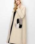 Stella Knitted Sweater Coat with Faux Fur Pockets