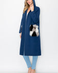 Stella Knitted Sweater Coat with Faux Fur Pockets