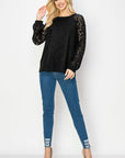 Alura Suede Top with Lace Sleeves