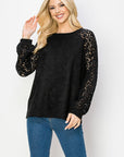 Alura Suede Top with Lace Sleeves