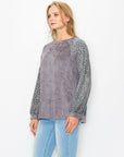 Alura Suede Top with Lace Sleeves