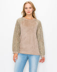 Alura Suede Top with Lace Sleeves