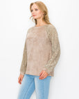 Alura Suede Top with Lace Sleeves