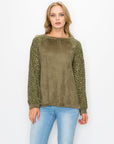 Alura Suede Top with Lace Sleeves