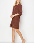 Aileene Stretch Suede Dress with Grommets