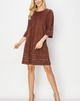 Aileene Stretch Suede Dress with Grommets