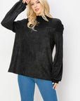 Allie Suede Top with Ribbed Knit