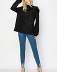 Allie Suede Top with Ribbed Knit