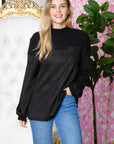 Allie Suede Top with Ribbed Knit