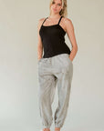 Davi & Dani Rhinestone Elastic Waist Joggers