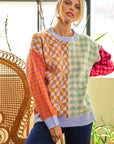 Jade By Jane Patchwork Oversized Sweater