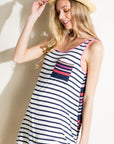 e Luna PLUS Mixed Stripe Pocket Tank Top