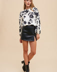 Annie Wear Frill Printed Balloon Sleeve Blouse