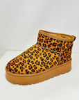 WILD DIVA Leopard Suede Round Toe Platform Booties