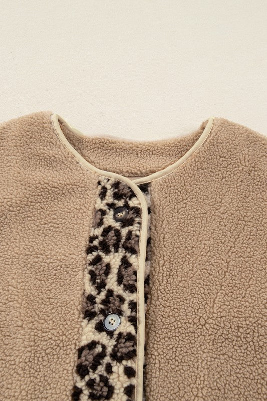 Leopard Plush Pocketed Jacket