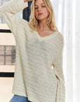 ADORA V-Neck Drop Shoulder Long Sleeve Sweater