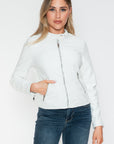 Snobbish PU Leather Zip Up Jacket with Pockets