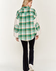 Jade By Jane Plus Size Multi Plaid Fuzzy Sleeve Jacket