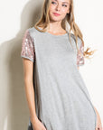 e Luna Solid Jersey Sequin Top