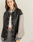 HYFVE Game On PU Colorblock Baseball Jacket