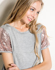 e Luna Solid Jersey Sequin Top